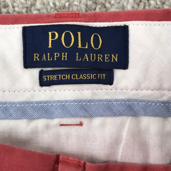 Polo Ralph Lauren Shorts Mens Size 36 Salmon Pink Golf Chino Stretch Classic Fit - Picture 4 of 13